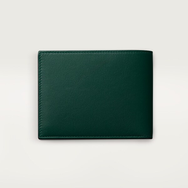 Cartera compacta para seis tarjetas de crédito, Must de Cartier Piel de becerro lisa Logo XL verde, acabado paladio